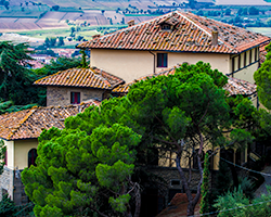 Certaldo Alto is a well preserved medieval walled town in Tuscany, the hometown of Boccaccio with a stunning view of the surrounding countryside.