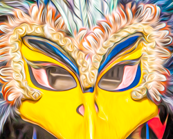 All details accentuate the eyes of the mask wearer.